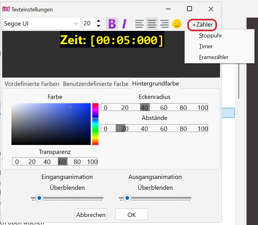 Stoppuhr zum Video hinzufügen mit Bolide Movie Creator