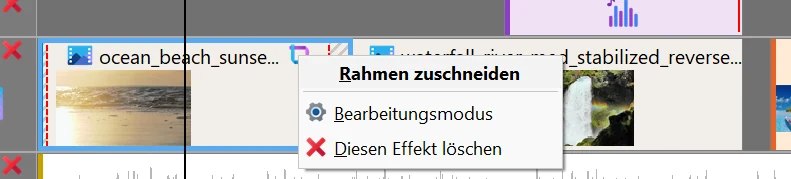 Zuschneiden aufheben oder Einstellungen ändern in Bolide Movie Creator