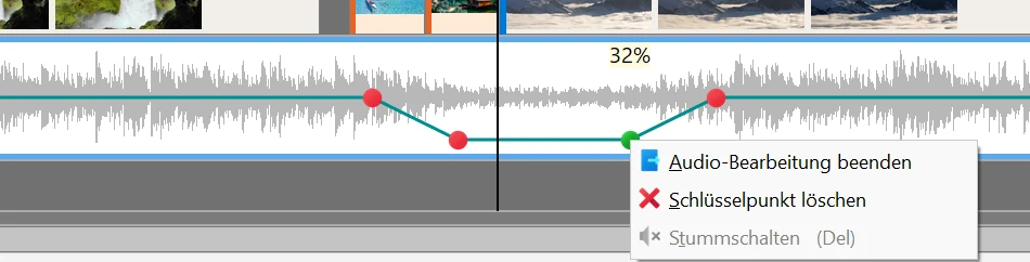 Lautstärke eines Clips ändern in Bolide Movie Creator