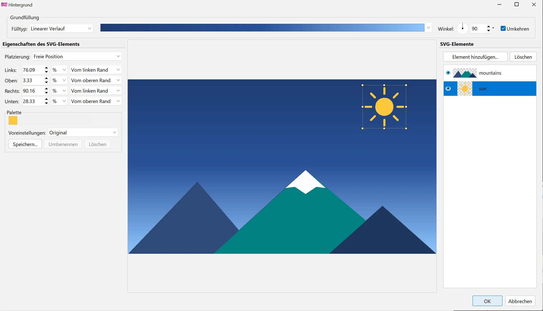Der Hintergrund-Editor: Grundfüllung in Bolide Movie Creator