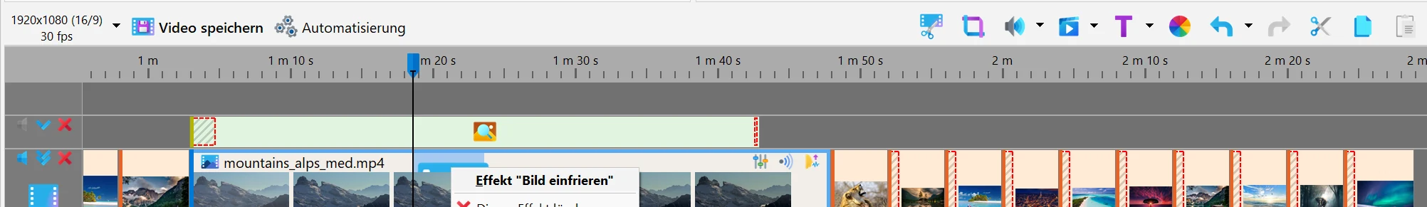 Was auf der Timeline passiert in Bolide Movie Creator