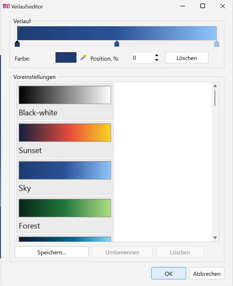 Verlaufseditor in Bolide Movie Creator