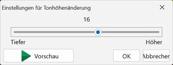 Tonhöhe ändern in Bolide Movie Creator