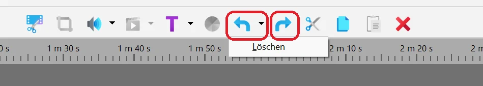 Schaltflächen Rückgängig und Wiederherstellen in Bolide Movie Creator