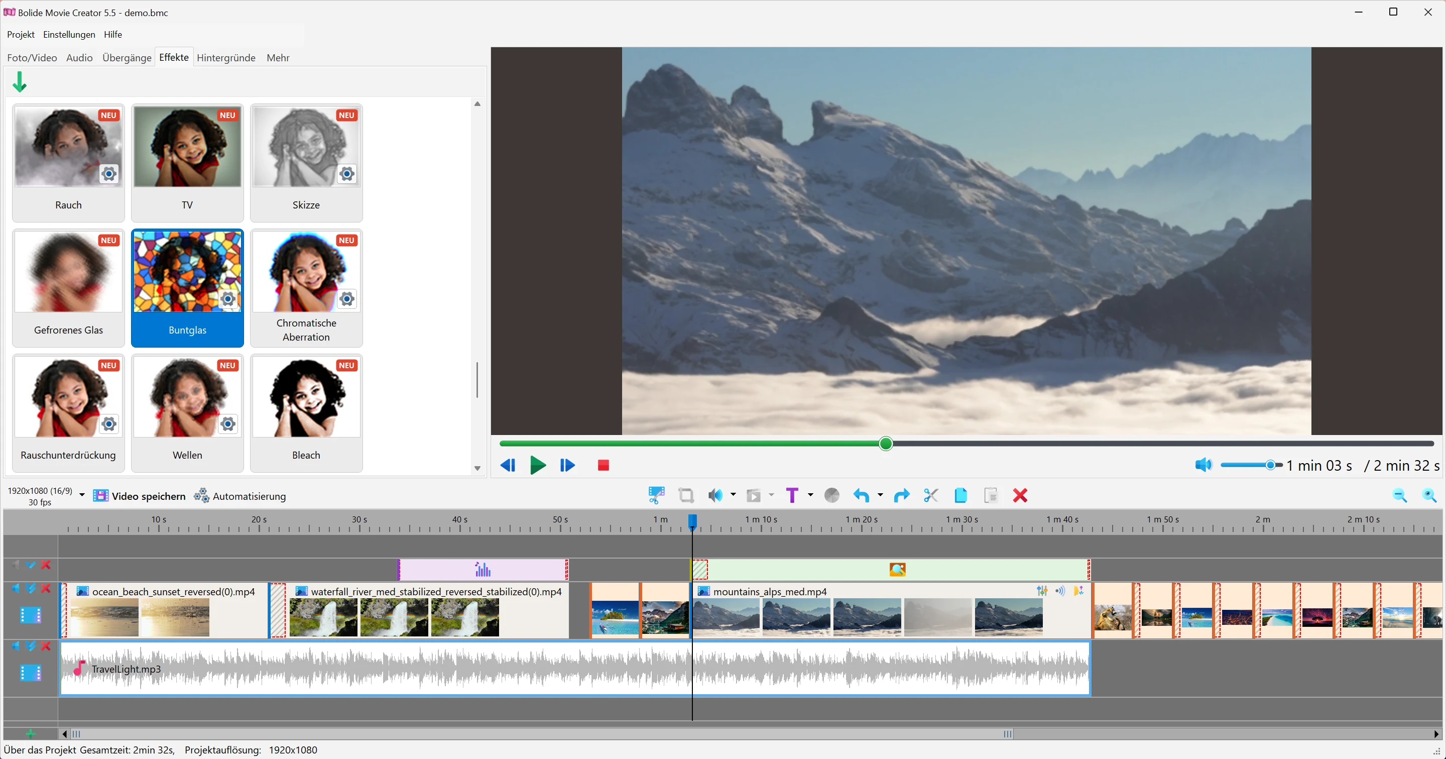 Zoom-Demo in Bolide Movie Creator