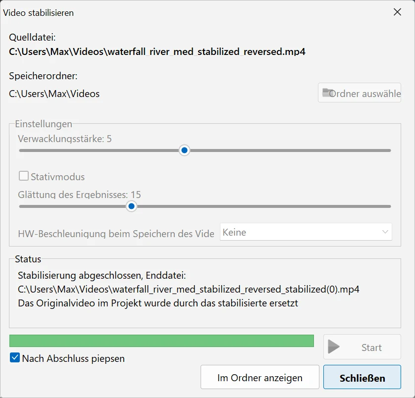Verwacklungen in Bolide Movie Creator entfernen in Bolide Movie Creator