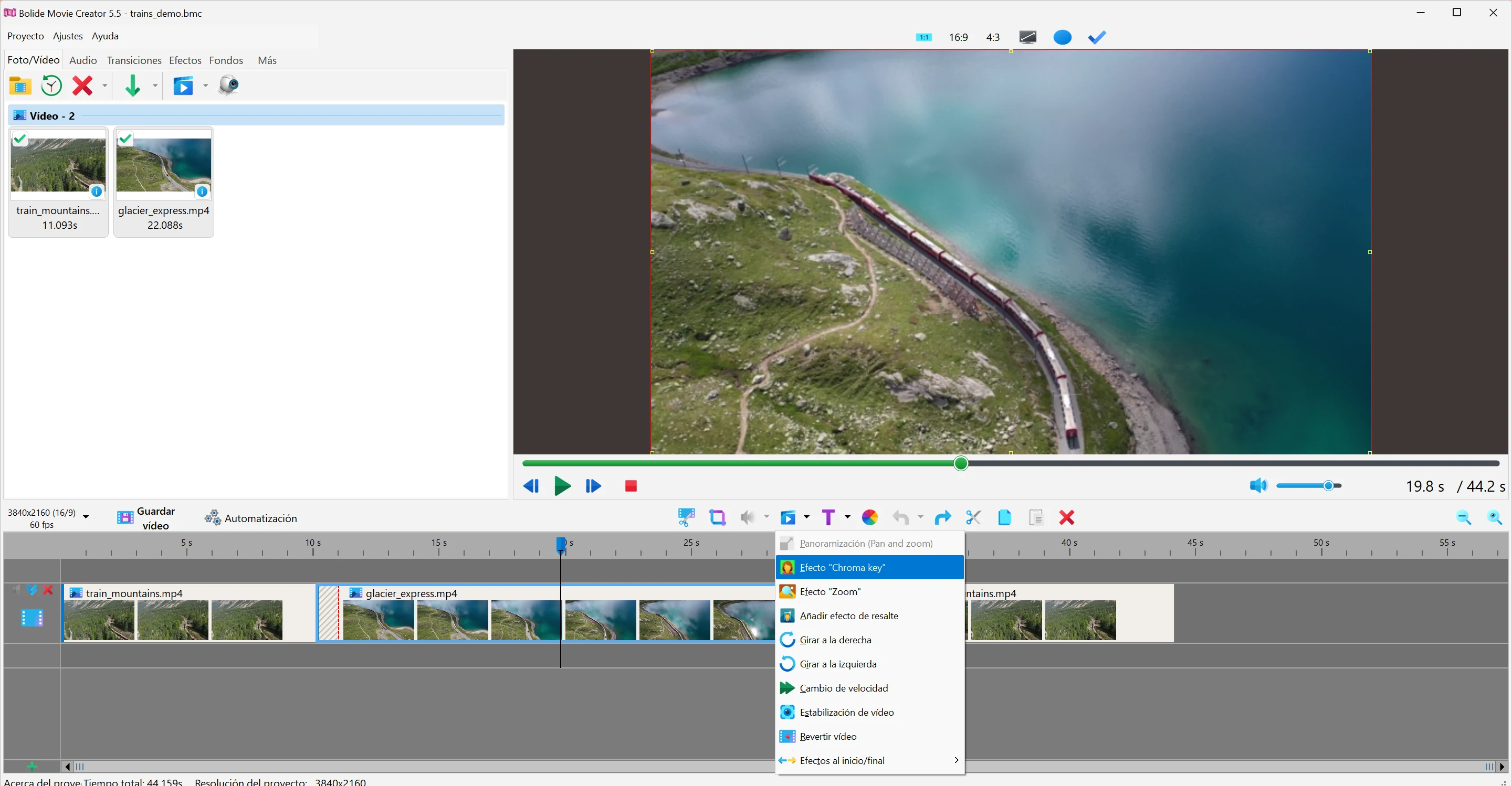 Usar chromakey en Bolide Movie Creator