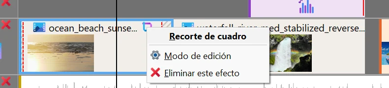 cancelar el recorte o cambiar su configuración en Bolide Movie Creator
