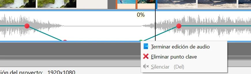 Cambiar el volumen de un clip en Bolide Movie Creator
