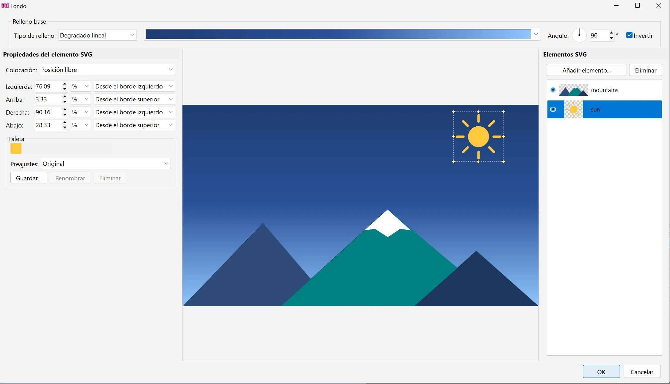 El editor de fondos: relleno base en Bolide Movie Creator