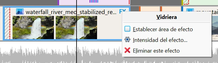 Cambiar o eliminar un efecto en Bolide Movie Creator