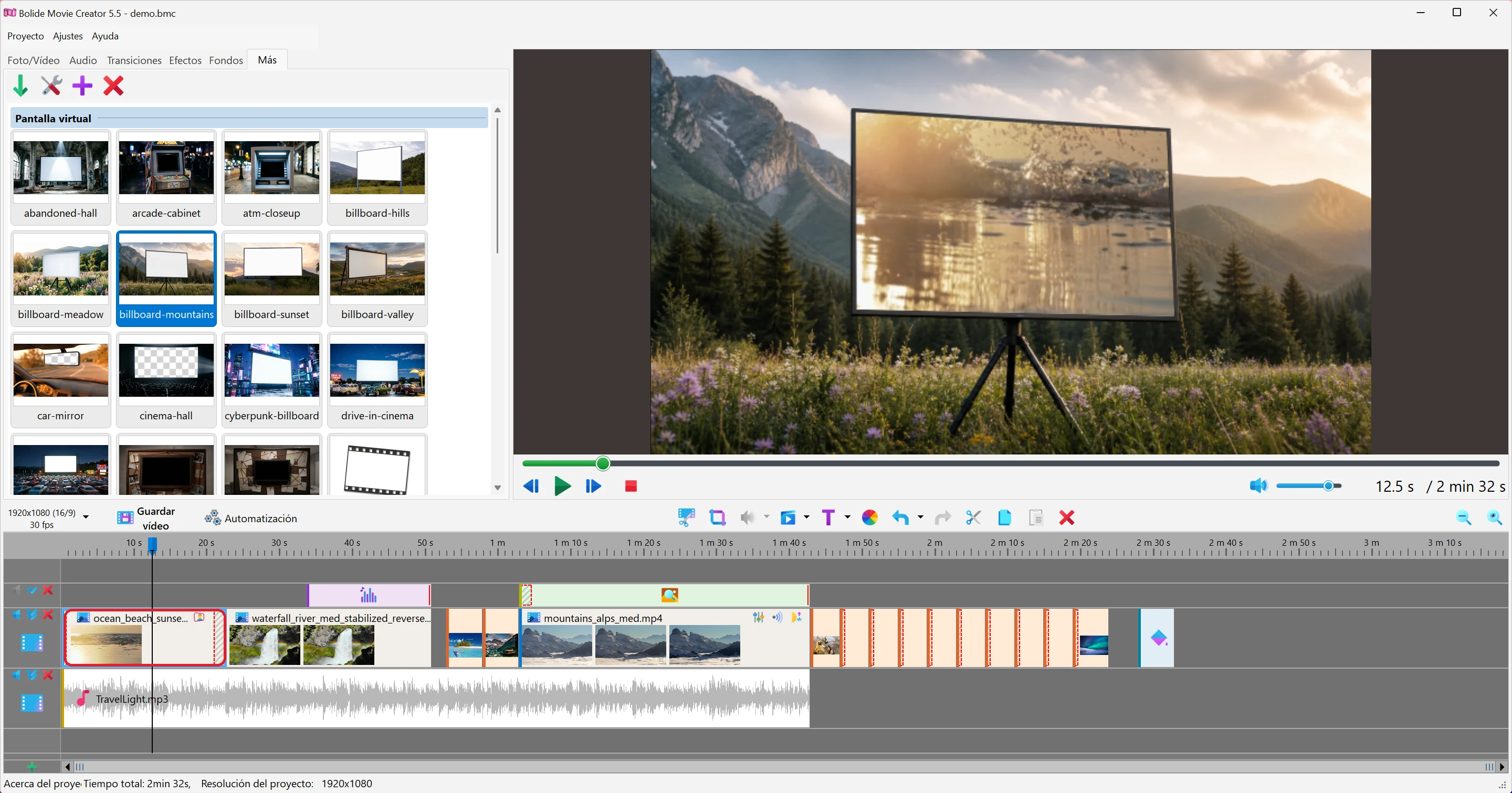 efecto de pantalla virtual en Bolide Movie Creator
