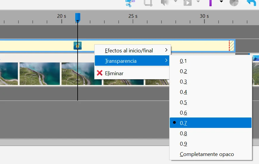 Tiempo, oscurecimiento y fundido en Bolide Movie Creator