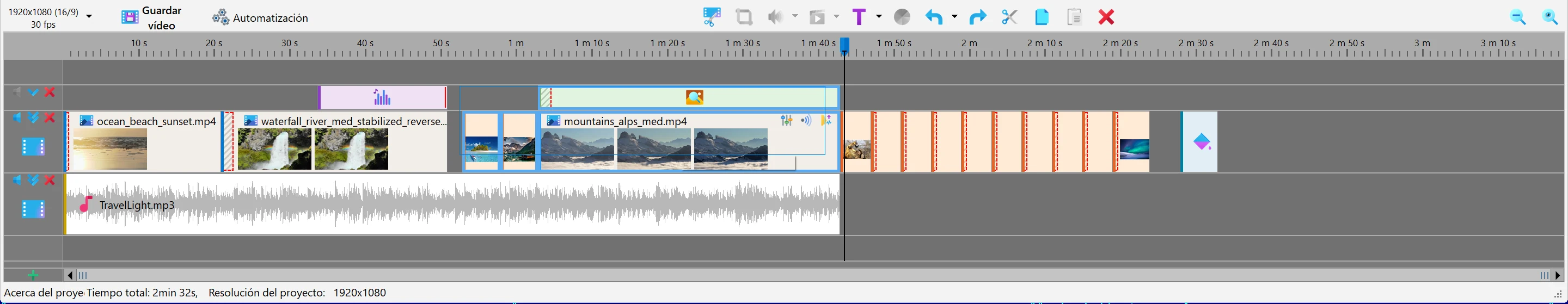 Seleccionar varios bloques en Bolide Movie Creator