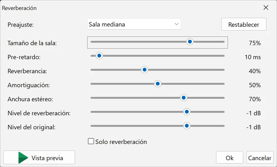 Reverberación en Bolide Movie Creator