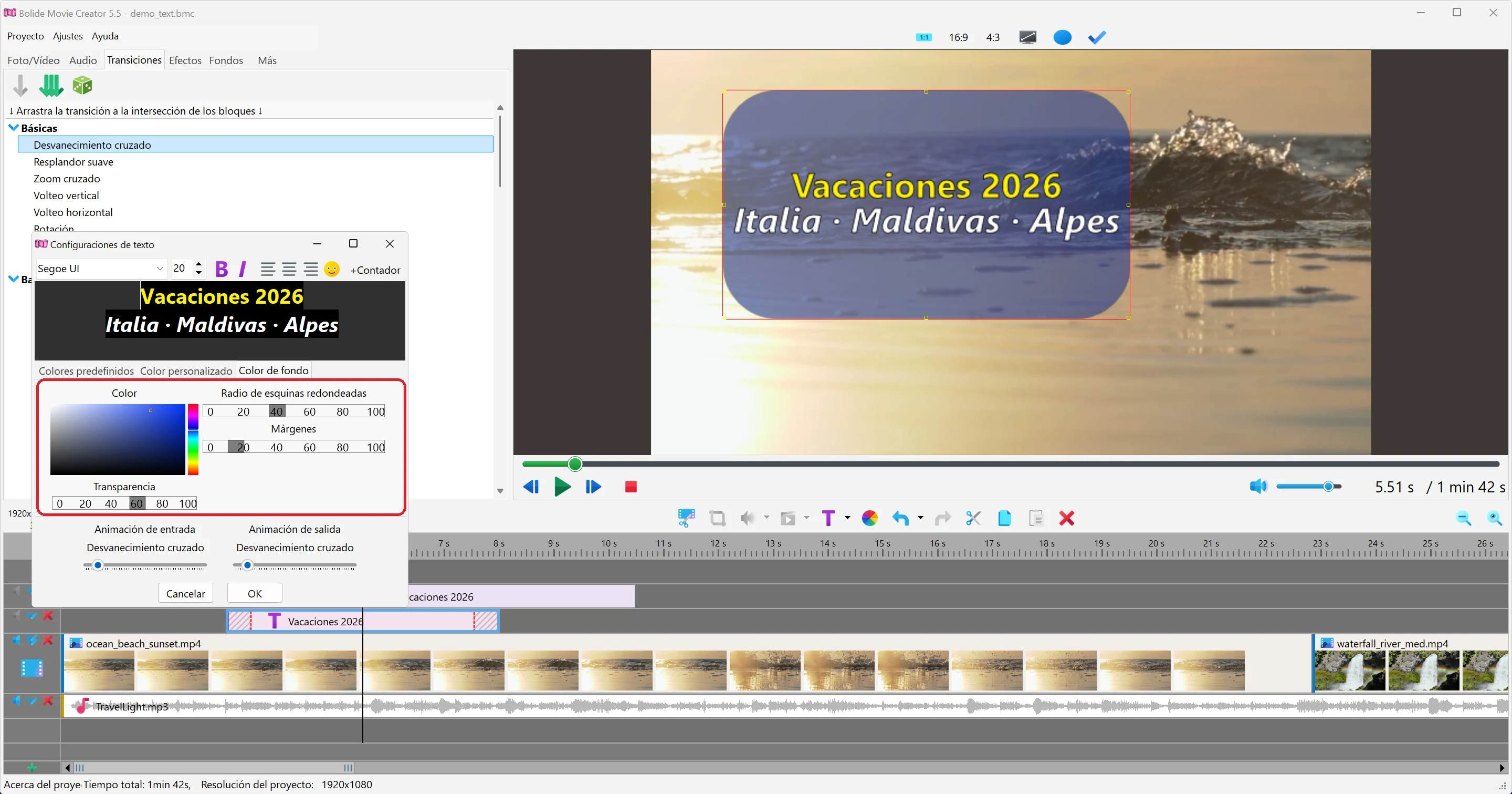 Fondo en Bolide Movie Creator