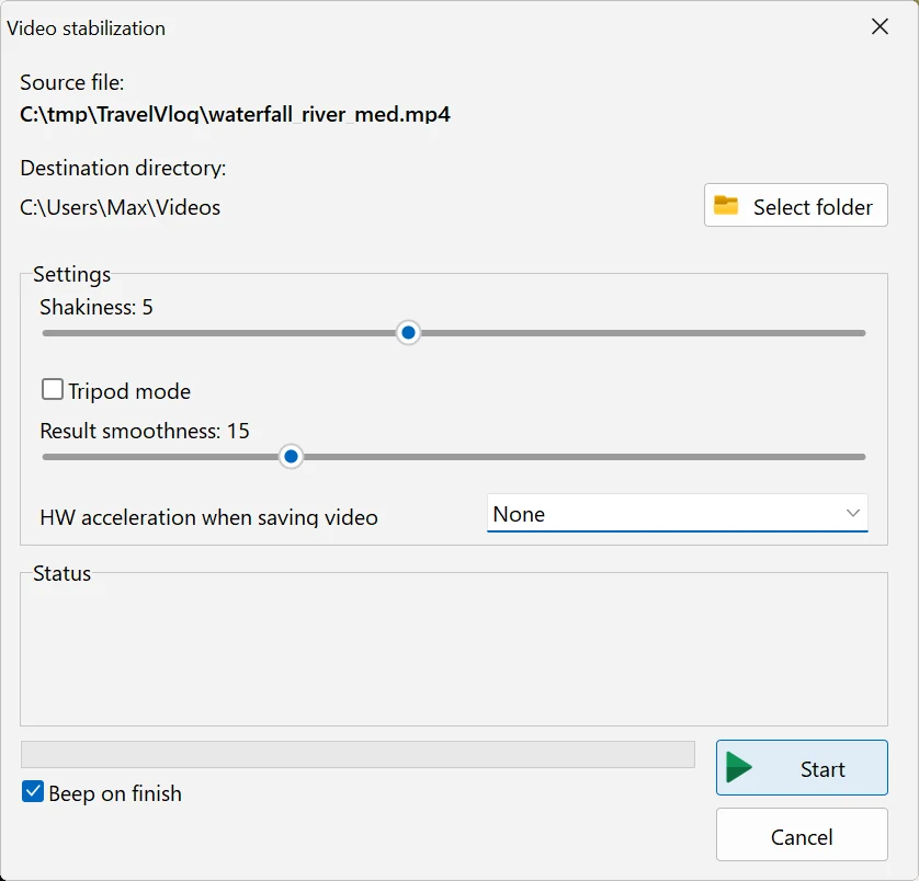 stabilizing shaky video in Bolide Movie Creator