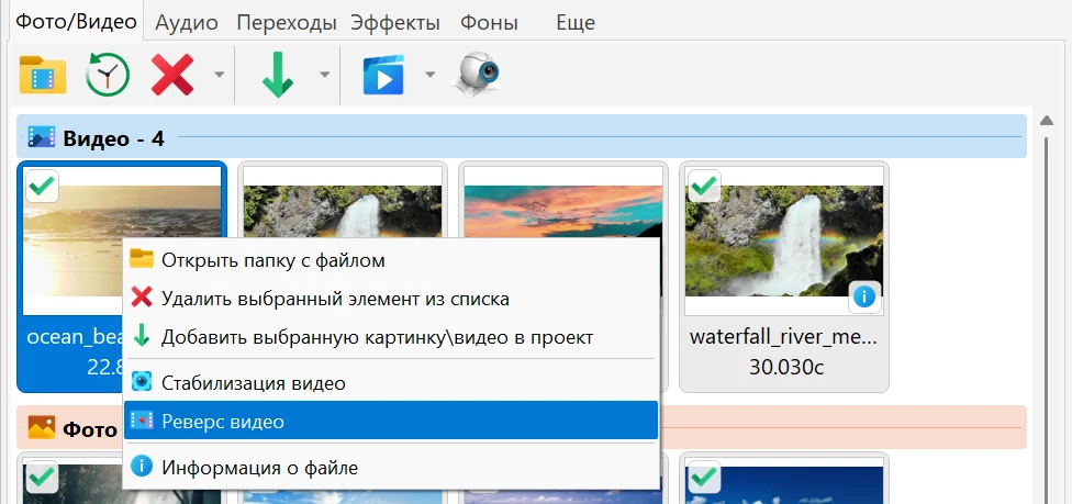 Реверс целого файла из библиотеки в Bolide Movie Creator