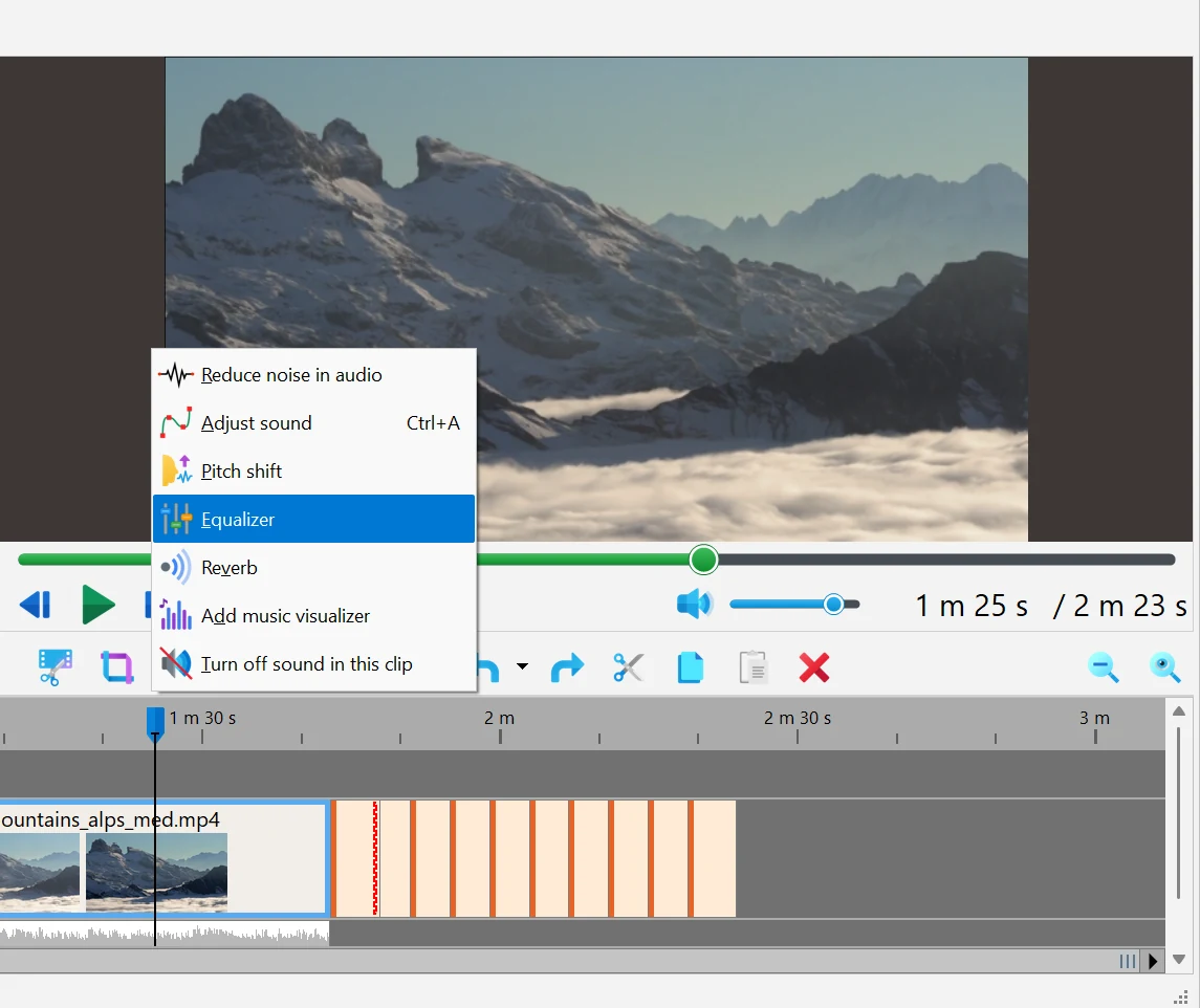 Where to find the sound tools in Bolide Movie Creator