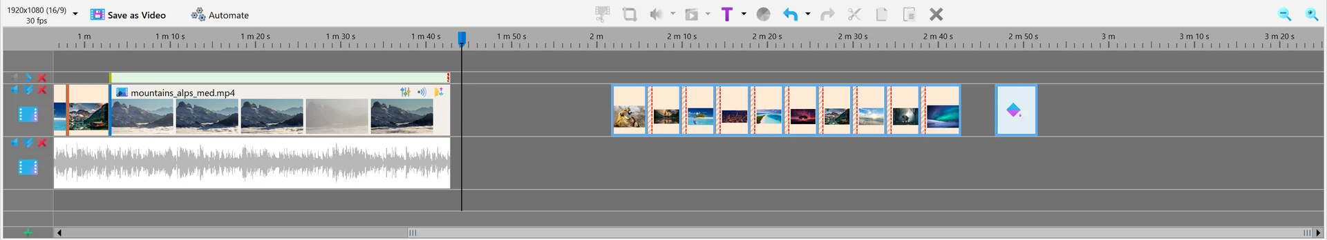 Remove empty space or make room in Bolide Movie Creator