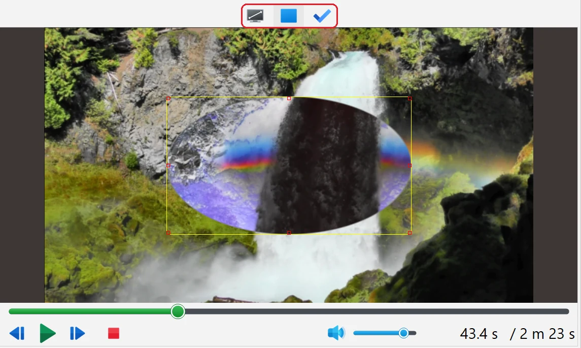 Choose the area of the frame in Bolide Movie Creator