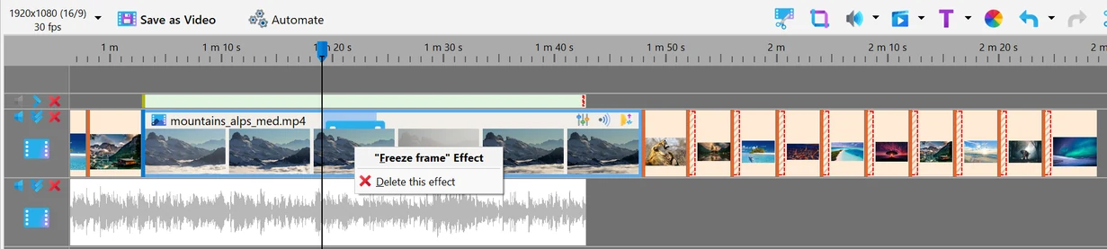 What happens on the timeline in Bolide Movie Creator