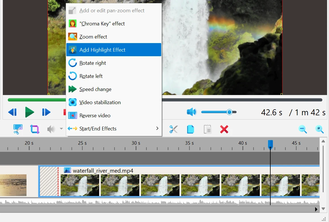 Add the effect in Bolide Movie Creator