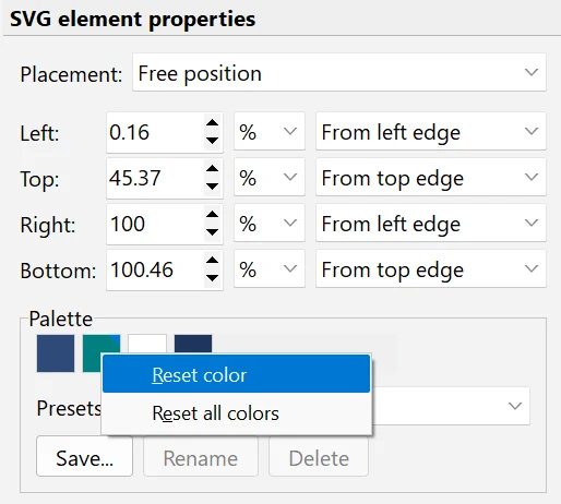 SVG element properties in Bolide Movie Creator