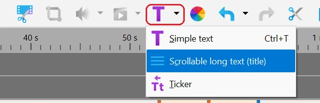 Add a credits or ticker block in Bolide Movie Creator