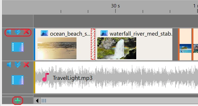 Track buttons in Bolide Movie Creator