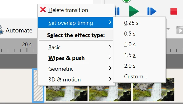 Add Transitions and Effects in Bolide Movie Creator
