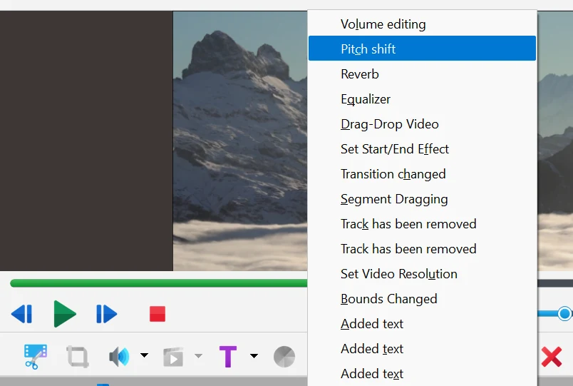 Undo and Restore buttons in Bolide Movie Creator